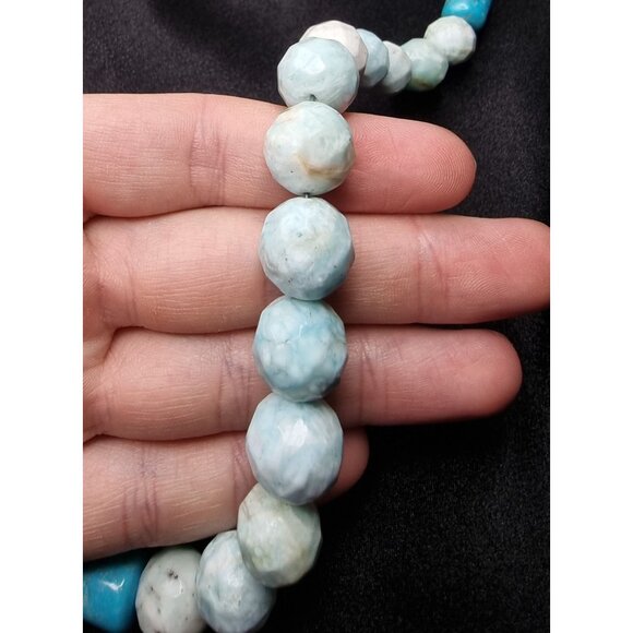 Rare Find Jay King Sterling Silver Larimar Beaded Necklace With Adjustable Chain - Picture 4 of 5